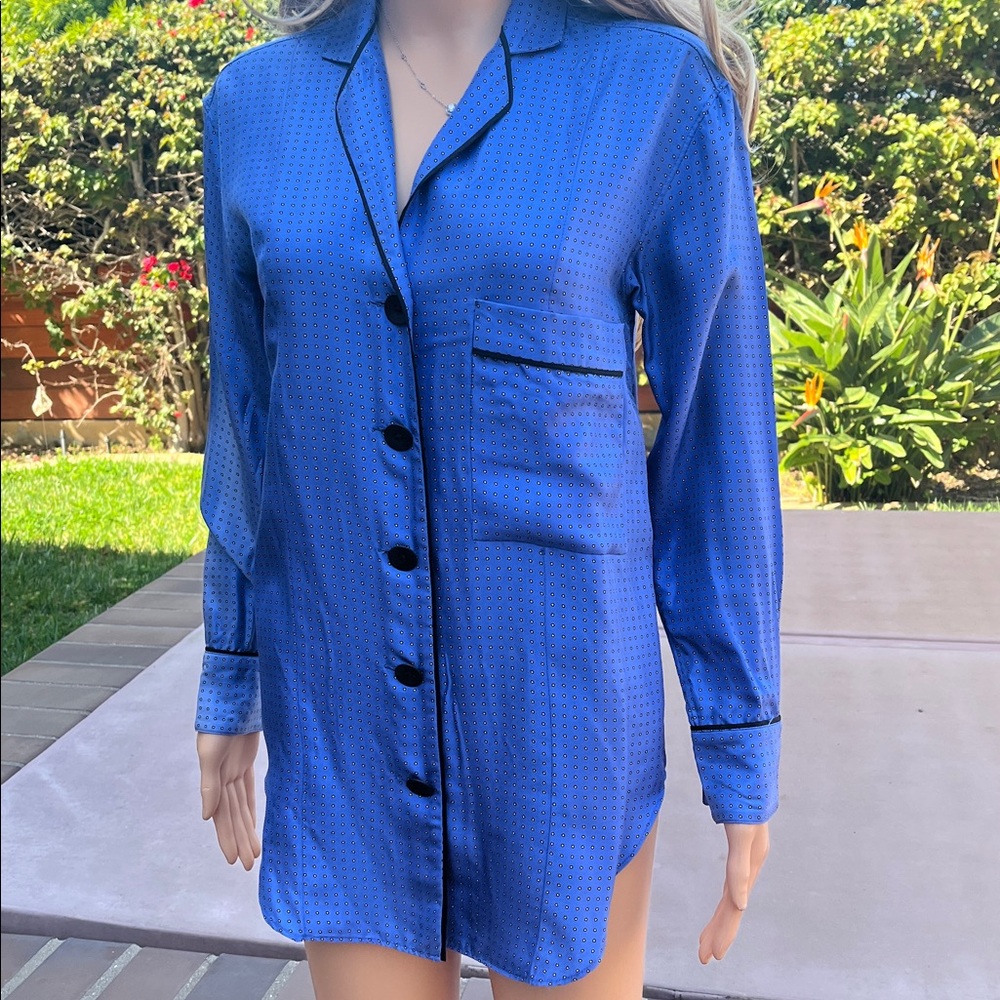 Rag & Bone Blue Polka Dot Button-Front Top